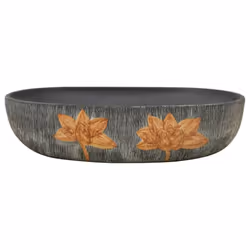 vidaXL Countertop Basin Bathroom Sink Wash Basin Vessel Sink Oval Ceramic - grey and brown, 59 x 40 x 14 cm - Additional view 2