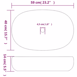 vidaXL Countertop Basin Bathroom Sink Wash Basin Vessel Sink Oval Ceramic - multicolour, 59 x 40 x 14 cm - Additional view 3