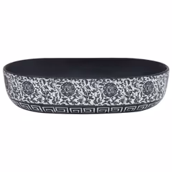 vidaXL Countertop Basin Bathroom Sink Wash Basin Vessel Sink Oval Ceramic - black and blue, 59 x 40 x 14 cm - Additional view 2