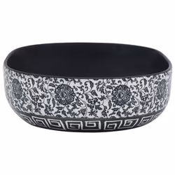 vidaXL Countertop Basin Bathroom Sink Wash Basin Vessel Sink Oval Ceramic - black and blue, 59 x 40 x 14 cm - Additional view 4