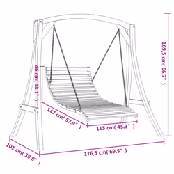 vidaXL Swing Bed Swing Chair Porch Swing Solid Wood Spruce with Teak Finish