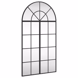 vidaXL Wall Mirror Hall Bedroom Makeup Mirror Hanging Mirror Black Arch Iron - 60 x 110 cm