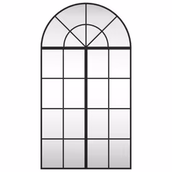vidaXL Wall Mirror Hall Bedroom Makeup Mirror Hanging Mirror Black Arch Iron - 60 x 110 cm