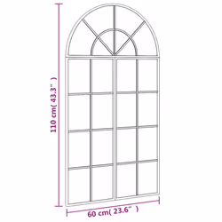 vidaXL Wall Mirror Hall Bedroom Makeup Mirror Hanging Mirror Black Arch Iron - 60 x 110 cm