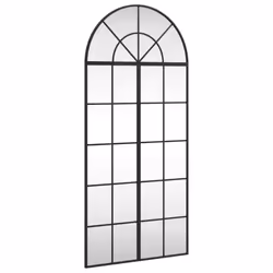 vidaXL Wall Mirror Hall Bedroom Makeup Mirror Hanging Mirror Black Arch Iron - 60 x 130 cm