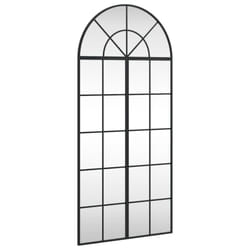 vidaXL Wall Mirror Hall Bedroom Makeup Mirror Hanging Mirror Black Arch Iron - 60 x 130 cm