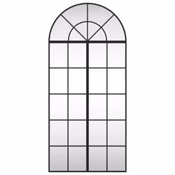 vidaXL Wall Mirror Hall Bedroom Makeup Mirror Hanging Mirror Black Arch Iron - 60 x 130 cm