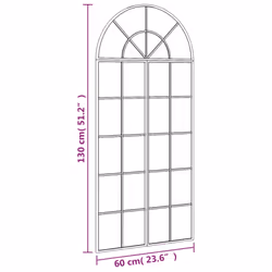 vidaXL Wall Mirror Hall Bedroom Makeup Mirror Hanging Mirror Black Arch Iron - 60 x 130 cm
