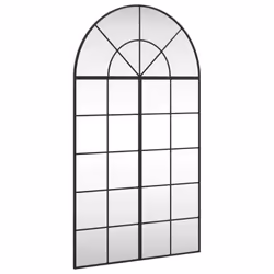 vidaXL Wall Mirror Hall Bedroom Makeup Mirror Hanging Mirror Black Arch Iron - 80 x 140 cm