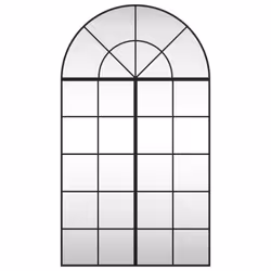 vidaXL Wall Mirror Hall Bedroom Makeup Mirror Hanging Mirror Black Arch Iron - 80 x 140 cm