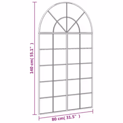 vidaXL Wall Mirror Hall Bedroom Makeup Mirror Hanging Mirror Black Arch Iron - 80 x 140 cm