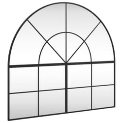 vidaXL Wall Mirror Hall Bedroom Makeup Mirror Hanging Mirror Black Arch Iron - 100 x 90 cm