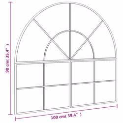 vidaXL Wall Mirror Hall Bedroom Makeup Mirror Hanging Mirror Black Arch Iron - 100 x 90 cm