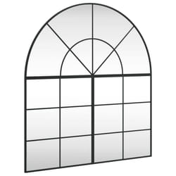 vidaXL Wall Mirror Hall Bedroom Makeup Mirror Hanging Mirror Black Arch Iron - 100 x 110 cm