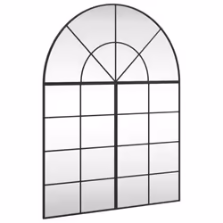 vidaXL Wall Mirror Hall Bedroom Makeup Mirror Hanging Mirror Black Arch Iron - 100 x 130 cm
