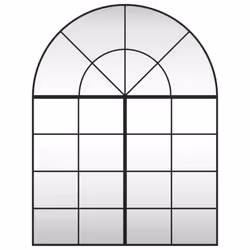 vidaXL Wall Mirror Hall Bedroom Makeup Mirror Hanging Mirror Black Arch Iron - 100 x 130 cm