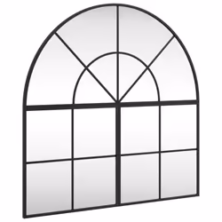 vidaXL Wall Mirror Hall Bedroom Makeup Mirror Hanging Mirror Black Arch Iron - 80 x 80 cm