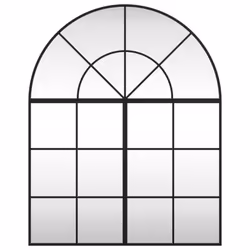 vidaXL Wall Mirror Hall Bedroom Makeup Mirror Hanging Mirror Black Arch Iron - 80 x 100 cm