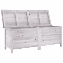 vidaXL Garden Storage Box Outdoor Storage Chest Trunk Toy Box Solid Wood Fir - white, 150 x 50 x 56.5 cm - Additional view 2
