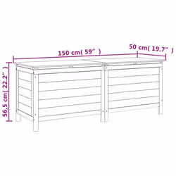 vidaXL Garden Storage Box Outdoor Storage Chest Trunk Toy Box Solid Wood Fir - white, 150 x 50 x 56.5 cm - Additional view 3