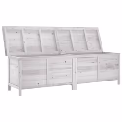 vidaXL Garden Storage Box Outdoor Storage Chest Trunk Toy Box Solid Wood Fir - white, 198.5 x 50 x 56.5 cm - Additional view 2