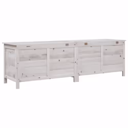 vidaXL Garden Storage Box Outdoor Storage Chest Trunk Toy Box Solid Wood Fir - white, 198.5 x 50 x 56.5 cm - Additional view 5