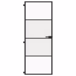 vidaXL Interior Door Slim Sliding Door Black Tempered Glass and Aluminium - Additional view 2