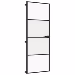 vidaXL Interior Door Slim Sliding Door Black Tempered Glass and Aluminium - Additional view 4
