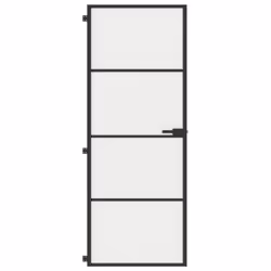 vidaXL Interior Door Slim Sliding Door Black Tempered Glass and Aluminium - Additional view 2