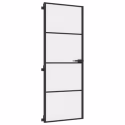 vidaXL Interior Door Slim Sliding Door Black Tempered Glass and Aluminium - Additional view 4