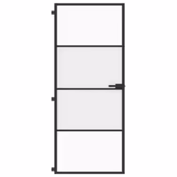vidaXL Interior Door Slim Sliding Door Black Tempered Glass and Aluminium - Additional view 2