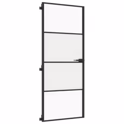 vidaXL Interior Door Slim Sliding Door Black Tempered Glass and Aluminium - Additional view 4