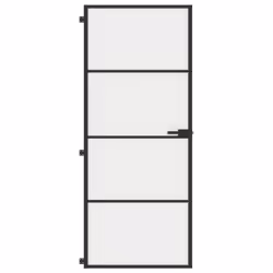 vidaXL Interior Door Slim Sliding Door Black Tempered Glass and Aluminium - Additional view 2