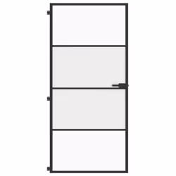 vidaXL Interior Door Slim Sliding Door Black Tempered Glass and Aluminium - Additional view 2