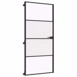 vidaXL Interior Door Slim Sliding Door Black Tempered Glass and Aluminium - Additional view 4