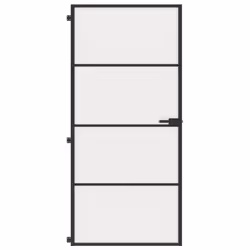 vidaXL Interior Door Slim Sliding Door Black Tempered Glass and Aluminium - Additional view 2