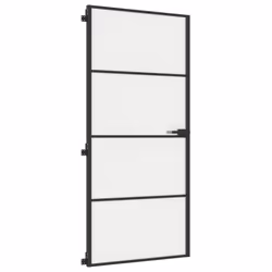vidaXL Interior Door Slim Sliding Door Black Tempered Glass and Aluminium - Additional view 4