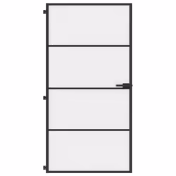 vidaXL Interior Door Slim Sliding Door Black Tempered Glass and Aluminium - Additional view 2