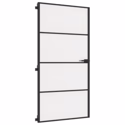 vidaXL Interior Door Slim Sliding Door Black Tempered Glass and Aluminium - Additional view 4