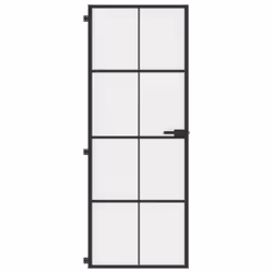 vidaXL Interior Door Slim Sliding Door Black Tempered Glass and Aluminium - Additional view 2