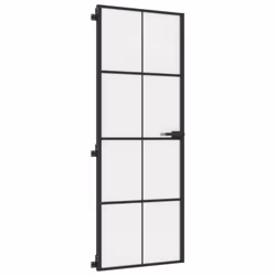 vidaXL Interior Door Slim Sliding Door Black Tempered Glass and Aluminium - Additional view 4