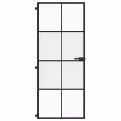 vidaXL Interior Door Slim Sliding Door Black Tempered Glass and Aluminium - Additional view 2