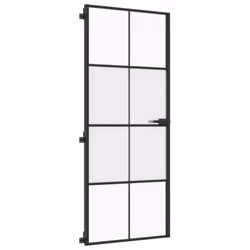 vidaXL Interior Door Slim Sliding Door Black Tempered Glass and Aluminium - Additional view 4