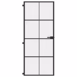 vidaXL Interior Door Slim Sliding Door Black Tempered Glass and Aluminium - Additional view 2