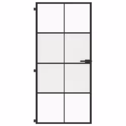 vidaXL Interior Door Slim Sliding Door Black Tempered Glass and Aluminium - Additional view 2