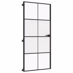 vidaXL Interior Door Slim Sliding Door Black Tempered Glass and Aluminium - Additional view 4