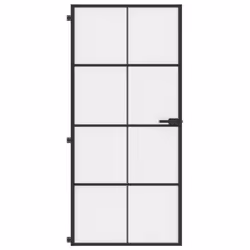 vidaXL Interior Door Slim Sliding Door Black Tempered Glass and Aluminium - Additional view 2