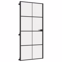 vidaXL Interior Door Slim Sliding Door Black Tempered Glass and Aluminium - Additional view 4