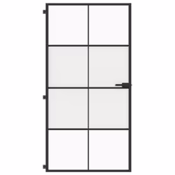 vidaXL Interior Door Slim Sliding Door Black Tempered Glass and Aluminium - Additional view 2