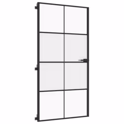 vidaXL Interior Door Slim Sliding Door Black Tempered Glass and Aluminium - Additional view 4